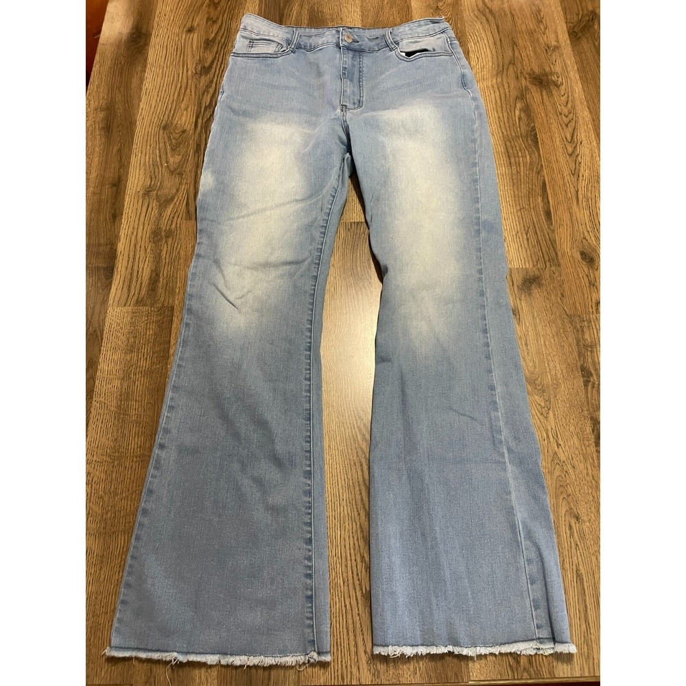 YKK Jeans, Women's Size 2XL, Blue, Denim, Pockets, Bootcut, Frayed Hem